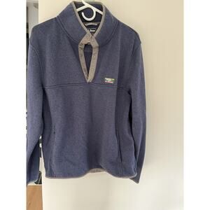 LL Bean Mens L Fleece Pullover Snap Slightly Fitted Denim Blue Gorpcore Winter